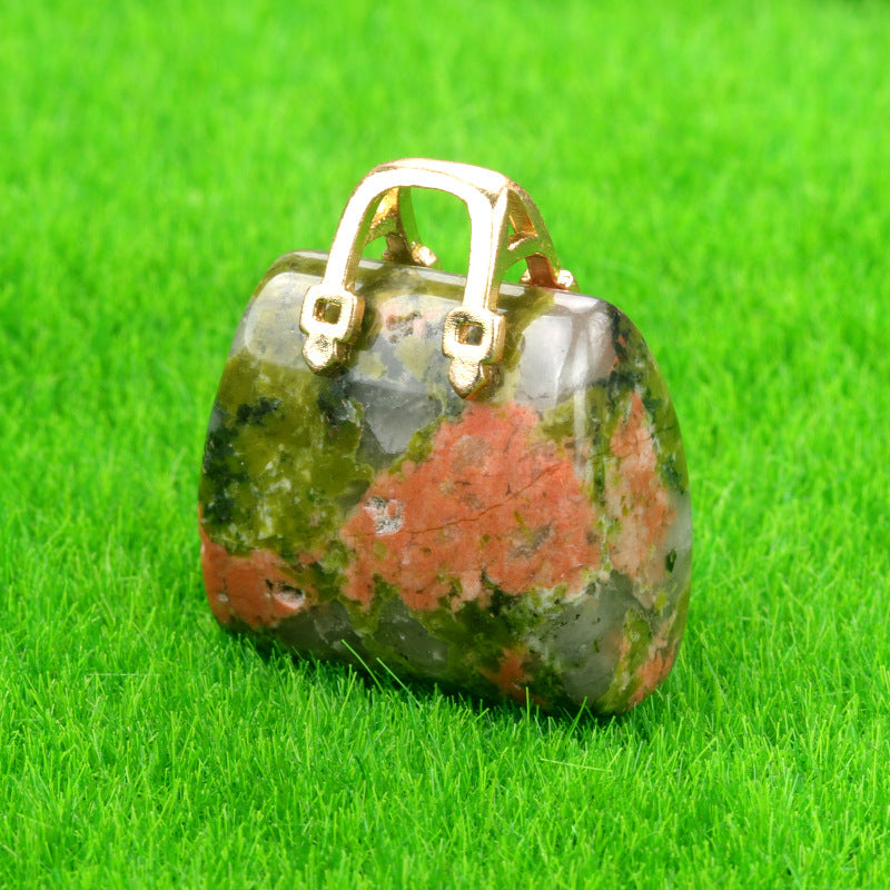 Wholesale Natural Crystal Stone Mini Handbag Bag Decoration